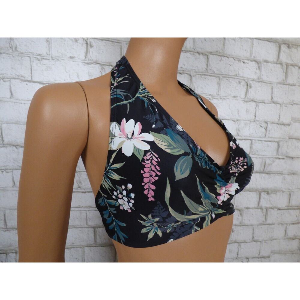 $86 Kate Spade Black Tropical Playa Carmen Halter Bikini Top XS NEW - Picture 2 of 7